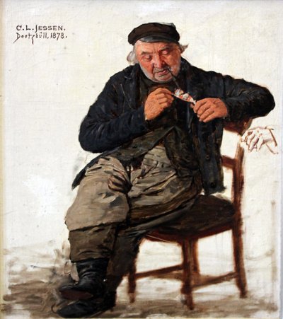 Studio di ritratto di un uomo con una pipa da Carl Ludwig Jessen